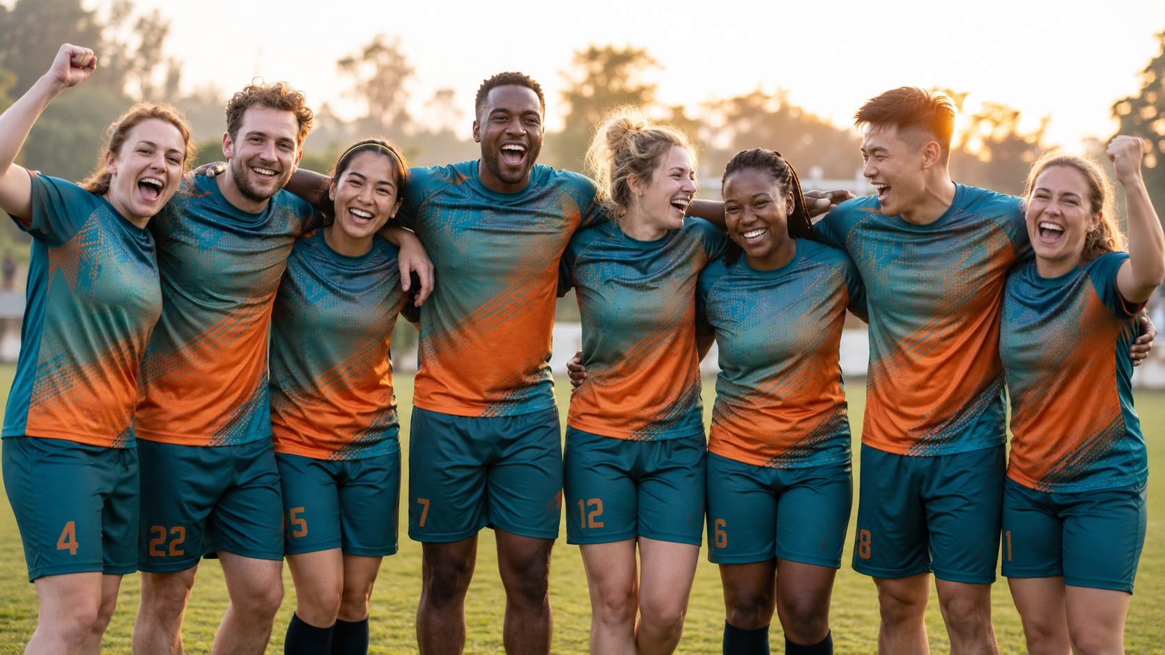 Custom team jerseys and full kits with names and numbers