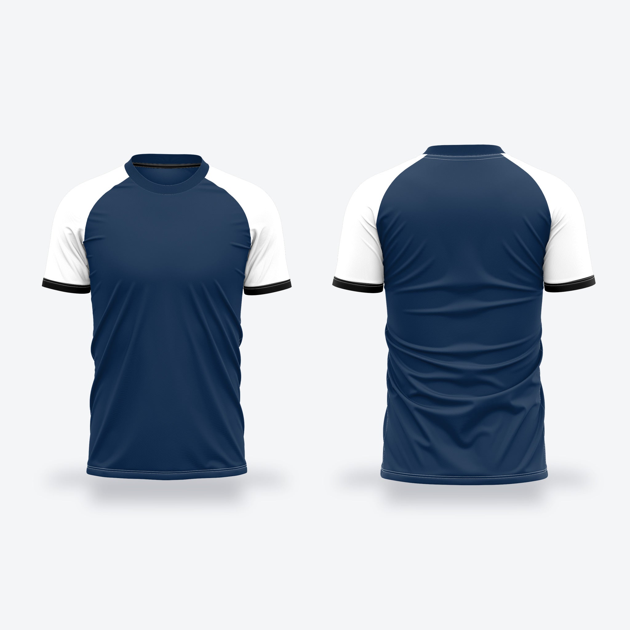 Raglan flag football jersey with contrast sleeves — front and back
